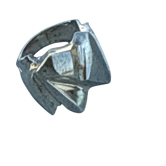 Brutalist Sterling Silver Ring Abstract Modernist Sculptural Design Size 10.5 17 - Picture 3 of 16